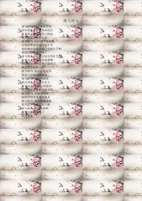 斑马斑马 歌词
