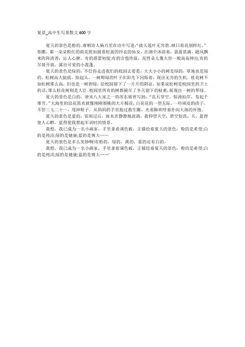 高中作文-夏景_高中生写景散文600字