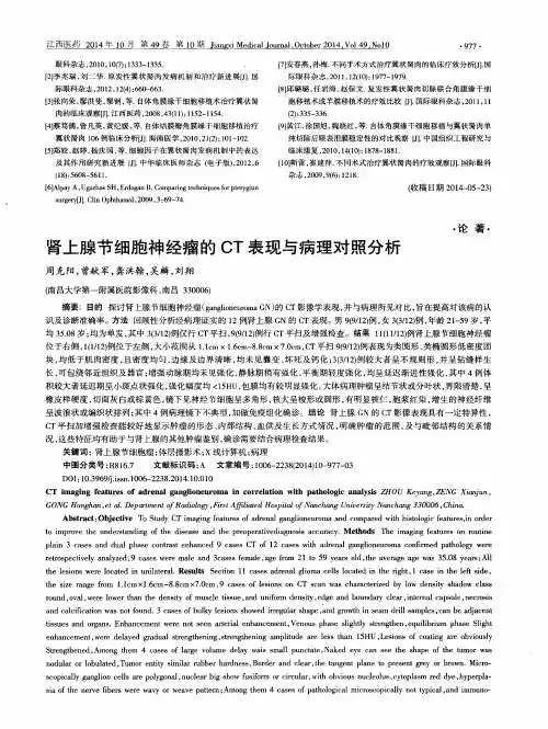 肾上腺节细胞神经瘤的CT表现与病理对照分析
