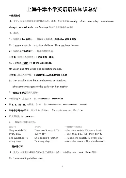 (完整版)上海牛津小学英语语法知识总结