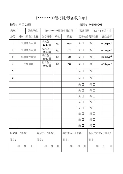 工程材料清单确认模板
