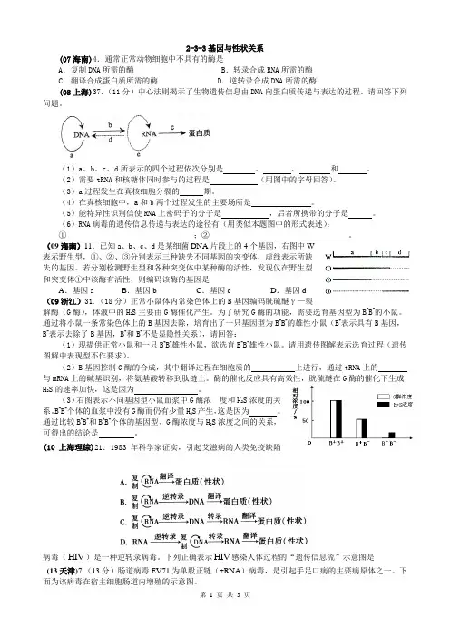 2015安徽高考复习-基因与性状关系