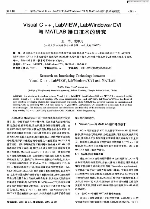 Visual C++,LabVIEW,LabWindows／CVI与MATLAB接口技术的研究