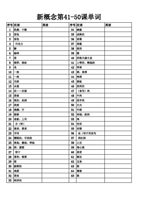 新概念第一册41-50课单词