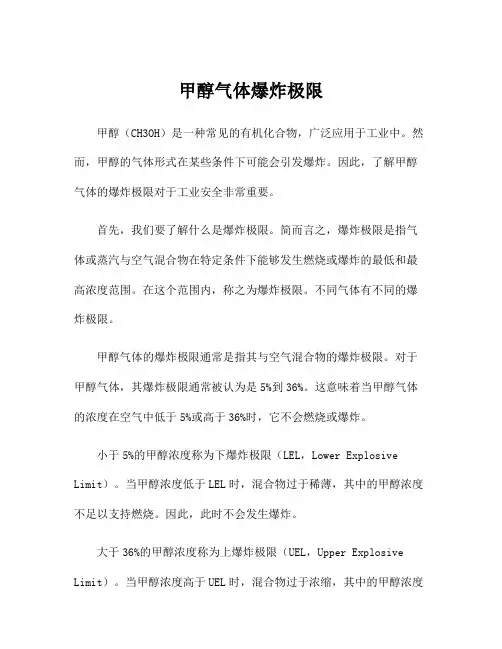 甲醇气体爆炸极限