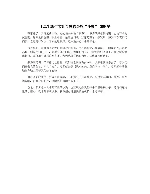 【二年级作文】可爱的小狗“多多”_300字