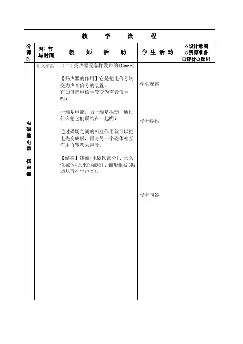 9.5电磁继电器扬声器第二课时