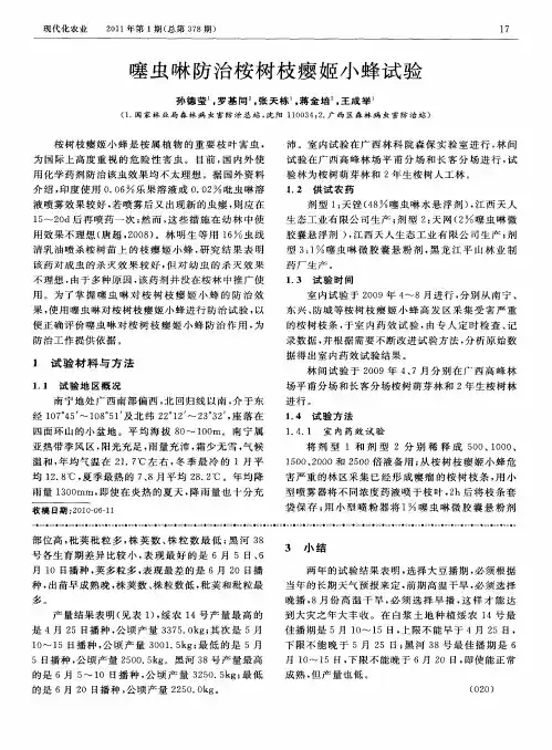 噻虫啉防治桉树枝瘿姬小蜂试验