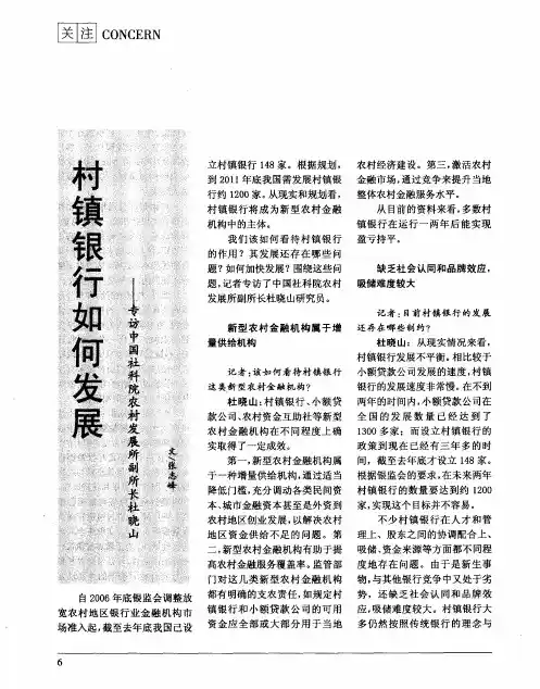 村镇银行如何发展——专访中国社科院农村发展所副所长杜晓山