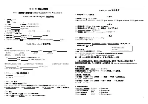 小学英语(牛津译林版)四年级下册全册复习资料