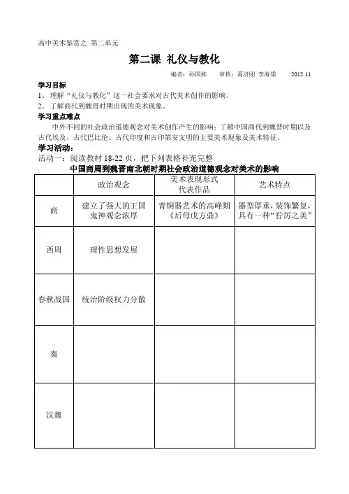 高中美术鉴赏之 第二单元  第二课 礼仪与教化