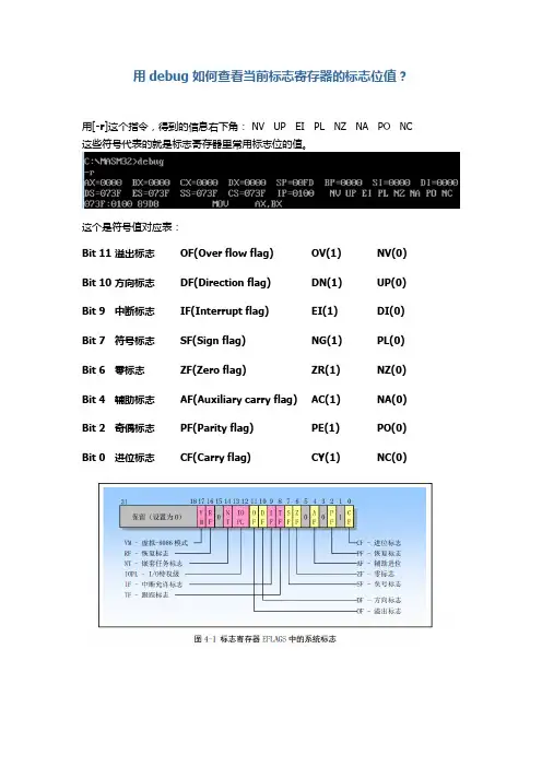 debug 查看当前标志寄存器的标志位值