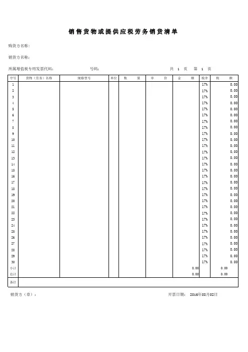 销货清单模板 2
