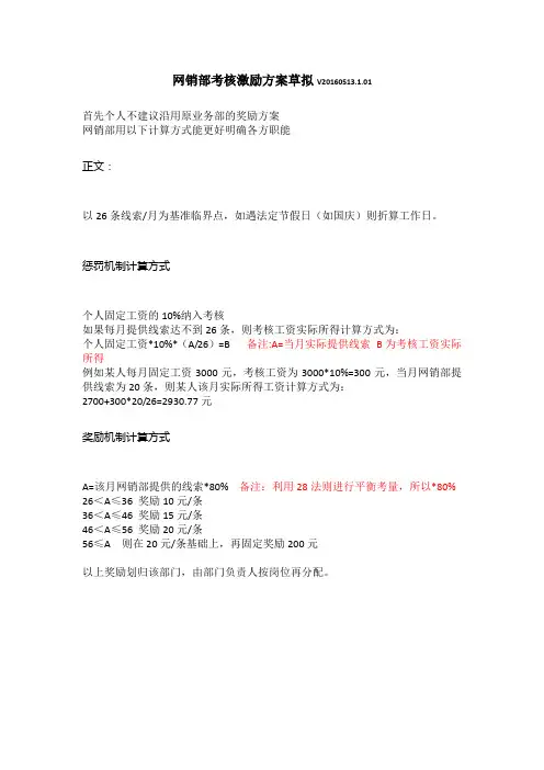 网络推广部门绩效考核激励方案