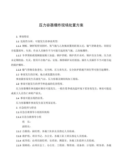 压力容器爆炸现场处置方案 2