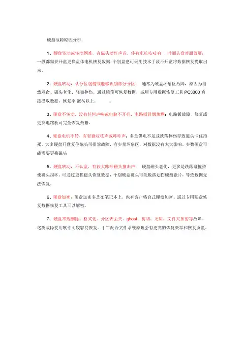 硬盘故障原因分析