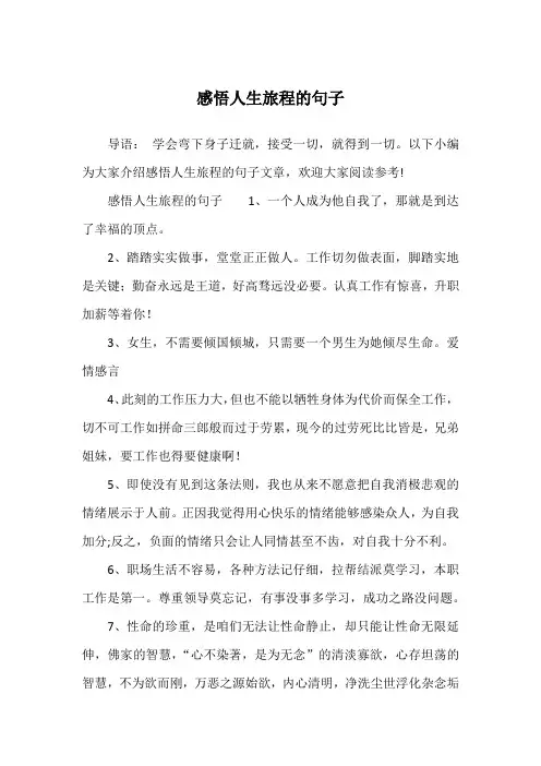 感悟人生旅程的句子