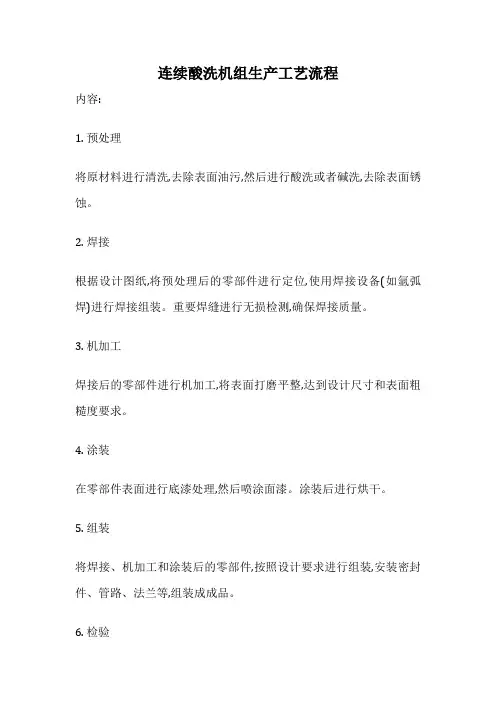 连续酸洗机组生产工艺流程