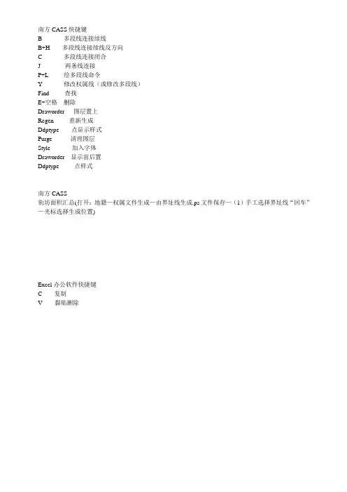 南方CASS快捷键使用
