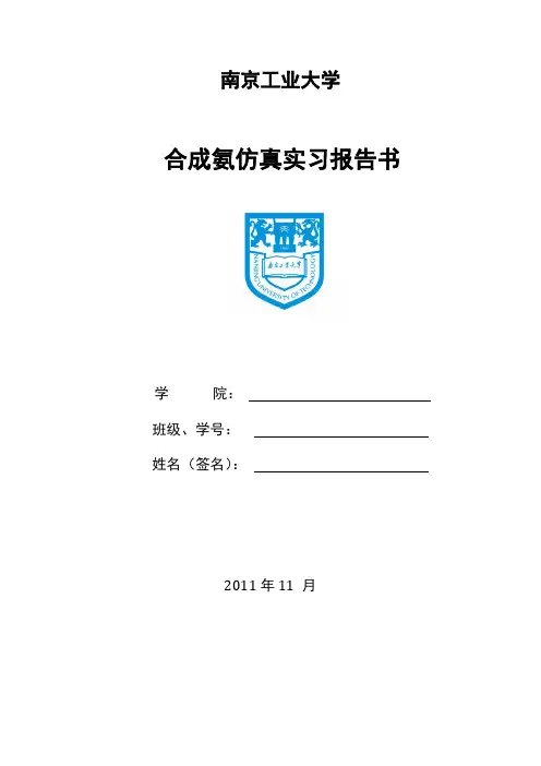 实习报告合成氨仿真