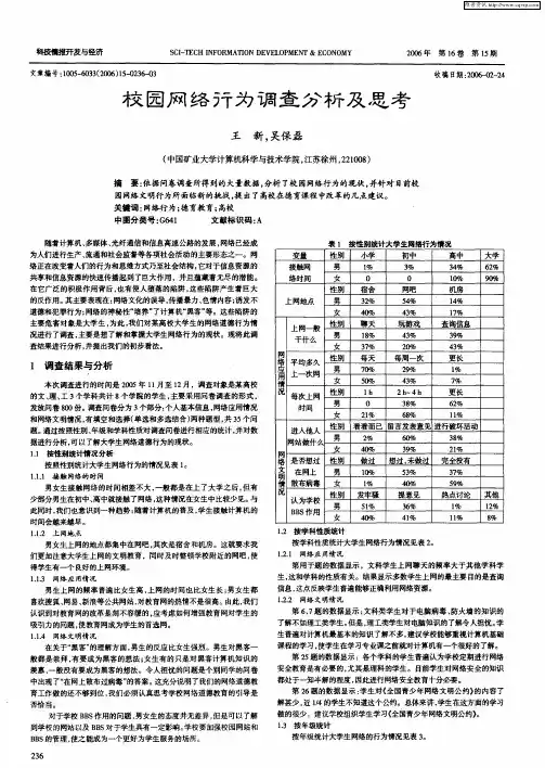 校园网络行为调查分析及思考