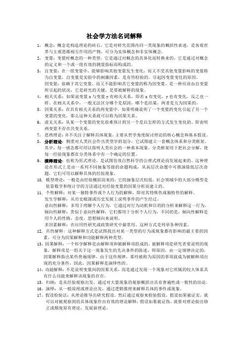 社会学方法名词解释