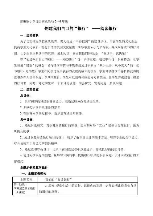 小学综合实践活动《业体验及其他活动  5.创建我们自己的“银行”(如阅读、道德、环保)》优质课教案_23