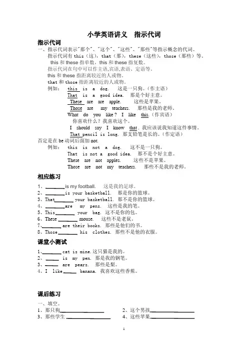 小学英语  指示代词