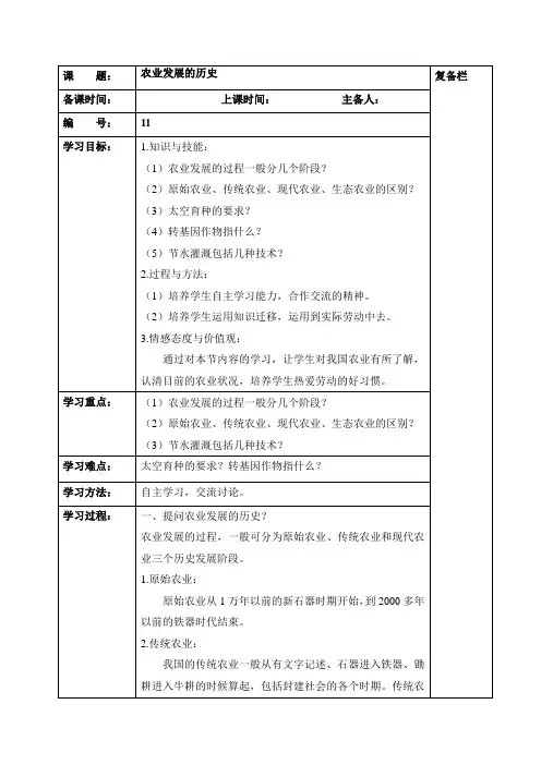 农业发展的历史