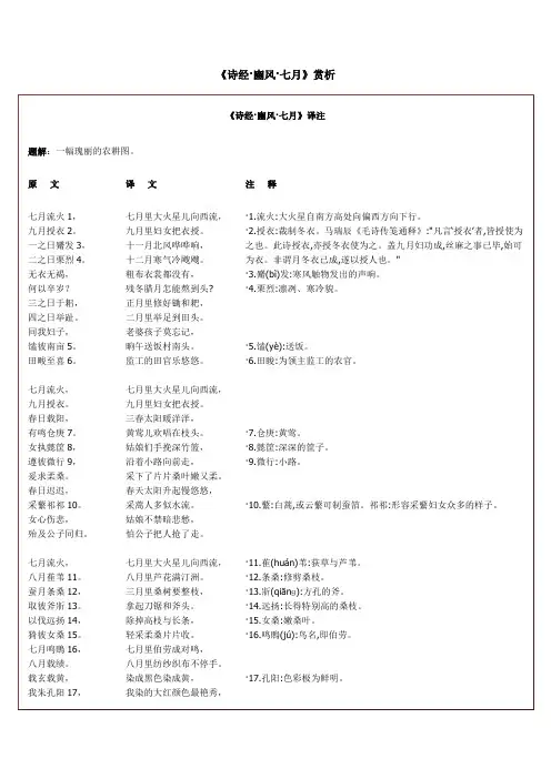 诗经15——幽风7篇