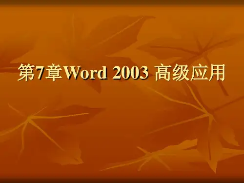 第七章Word 2003高级应用12课时