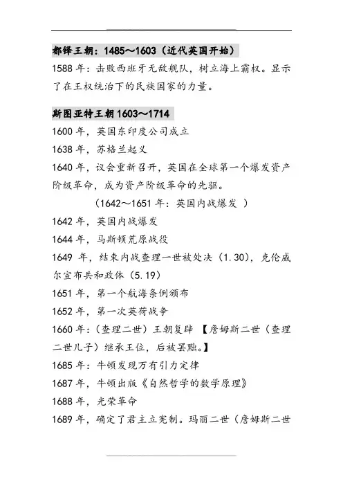 英国历史大事年表