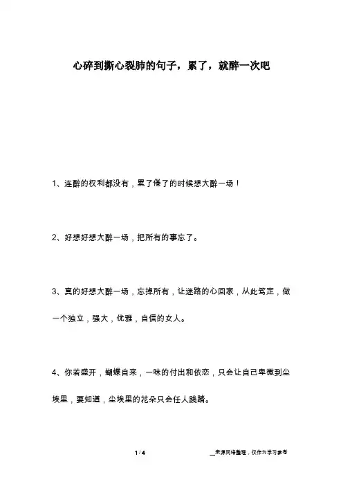 心碎到撕心裂肺的句子,累了,就醉一次吧
