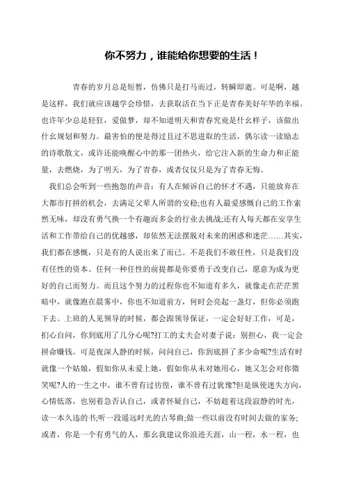 你不努力,谁能给你想要的生活!