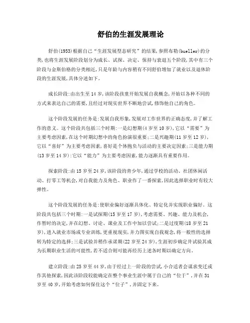 舒伯的生涯发展理论