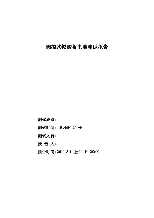 阀控式铅酸蓄电池测试报告