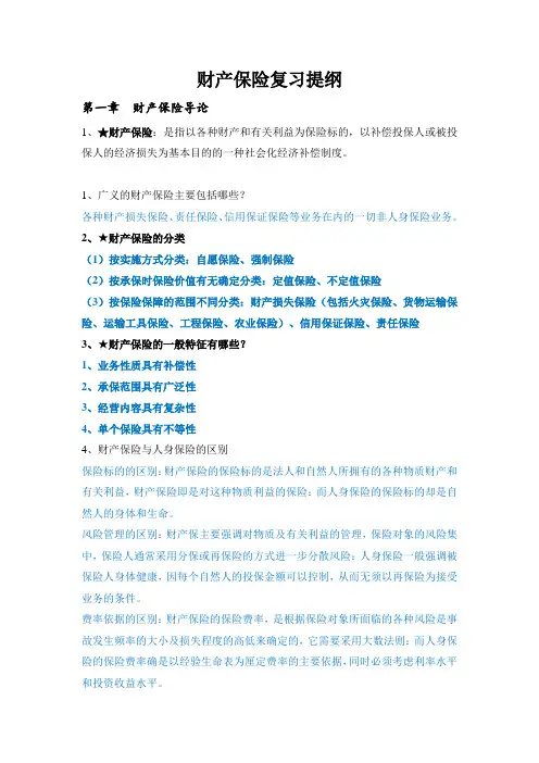 财产保险复习提纲