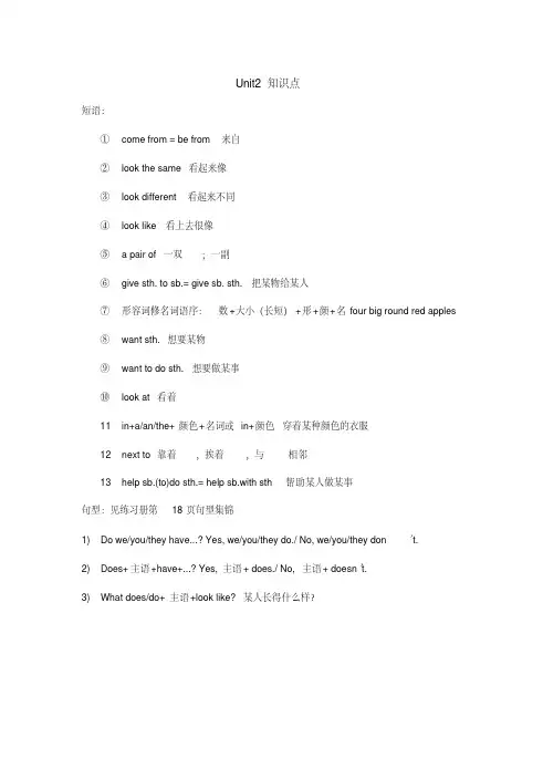 仁爱版英语七年级上册Unit1知识点