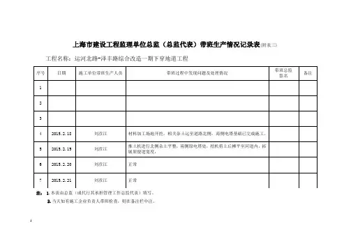 监理单位总监带班检查记录-2016.4.14