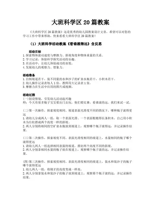 大班科学区20篇教案