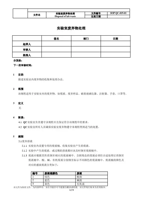 实验室废弃物处理