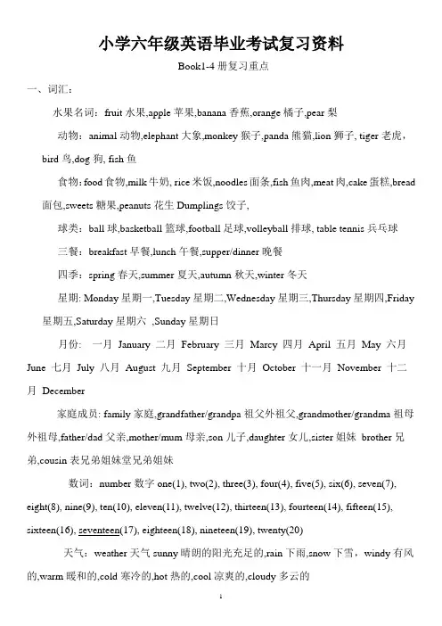 小学六年级英语毕业考试复习资料(1)