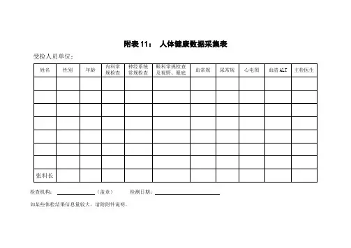 人体健康数据采集表