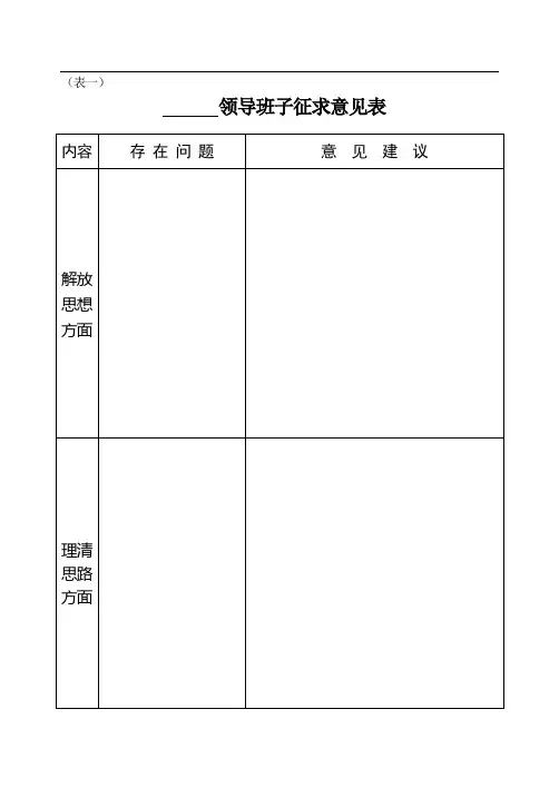 领导班子征求意见表