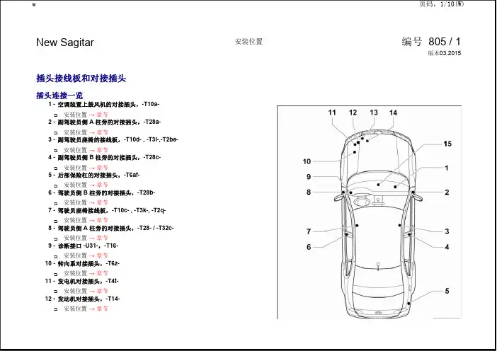 2015一汽大众速腾全车电路图安装位置-插头接线板