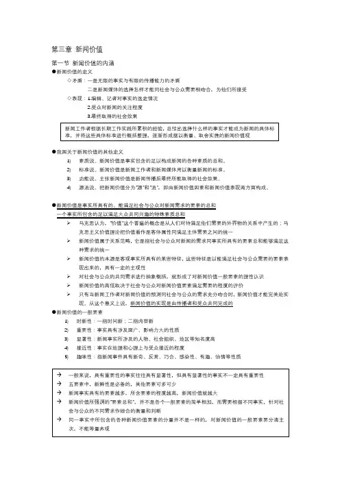 新闻学概论复习资料 第三章 新闻价值