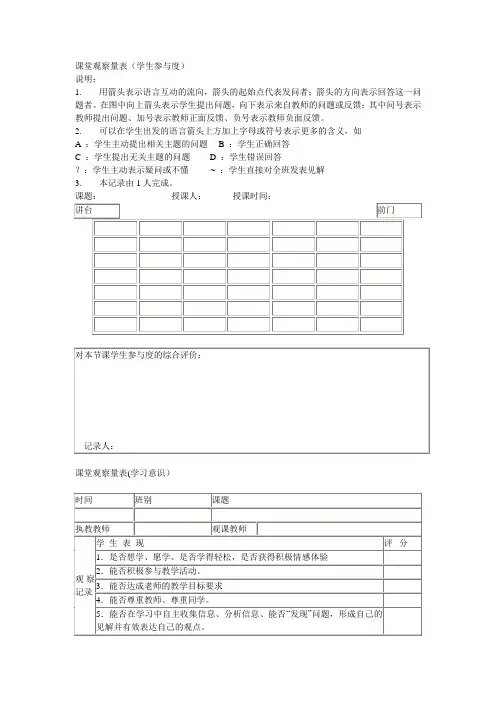 课堂观察量表