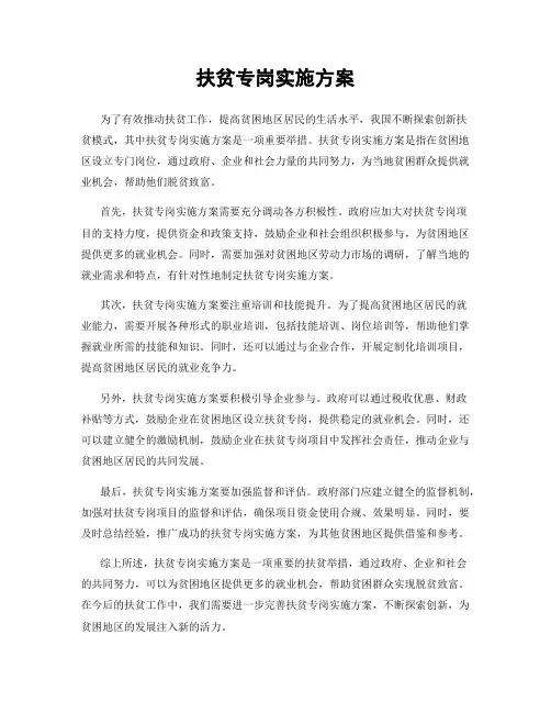 扶贫专岗实施方案