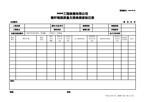锚杆锚固质量无损检测原始记录