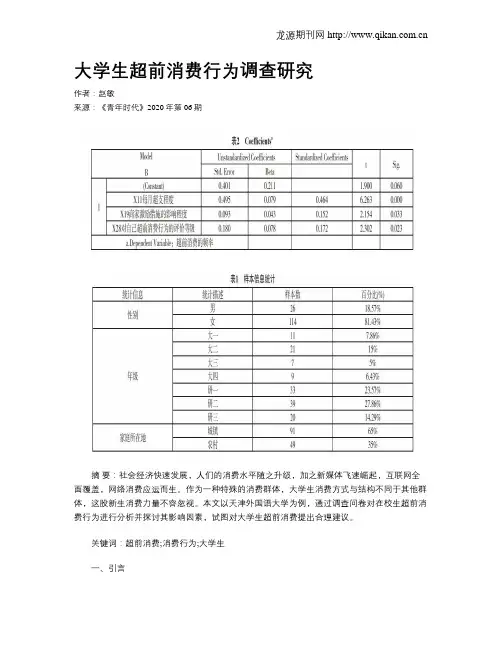 大学生超前消费行为调查研究